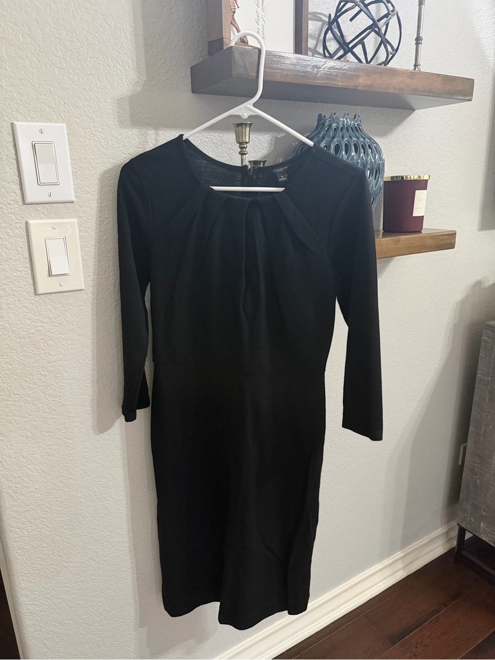 Ann Taylor Black Long Sleeve Sheath Dress
